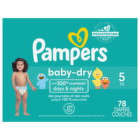 Pampers Diapers, 5 (27+ Lb), Baby-Dry - 78 Each 