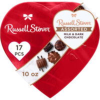 Russell Stover Red Foil Heart Assorted Milk & Dark Chocolate Gift Box - 10 Ounce 