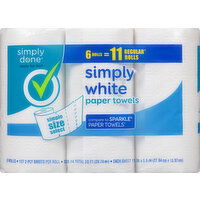 Simply Done Paper Towels, Simply White, Simple Size Select, 2-Ply - 6 Each 