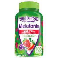 Vitafusion Melatonin, Max Strength, 10 mg, Gummies, Natural Strawberry Flavor - 100 Each 