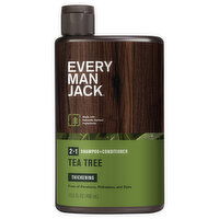 Every Man Jack Shampoo + Conditioner, Tea Tree, Thickening, 2 in 1 - 13.5 Fluid ounce 