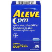 Aleve Pain Reliever/Nighttime Sleep-Aid, PM, Caplets - 20 Each 