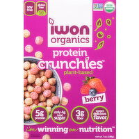 Iwon Organics Protein Crunchies, Plant-Based, Berry - 7 Ounce 