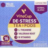 VitaCup Tea Pods, Herbal Blend, De-Stress, Caffeine-Free - 16 Each 