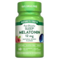 Nature's Truth Sleep Melatonin, 12 mg, Fast Dissolve Tablets, Natural Berry Flavor - 60 Each 