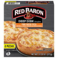 Red Baron Pizza, Deep Dish, Four Cheese, Singles - 2 Each 