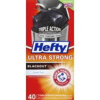 Hefty Tall Kitchen Bags, Drawstring, Ultra Strong, 13 Gallon, Blackout, Scent Free