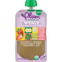 Plum Organics Mighty 4 Strawberry, Banana, Greek Yogurt, Kale, Amaranth + Oat 4oz Pouch - 4 Ounce 