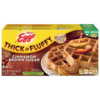 Eggo Waffles, Belgian Style, Thick & Fluffy, Cinnamon Brown Sugar - 6 Each 