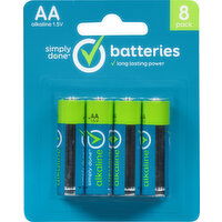 Simply Done Batteries, Alkaline, AA, 8 Pack - 8 Each 