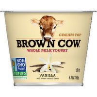 Brown Cow Yogurt, Whole Milk, Vanilla - 5.3 Ounce 