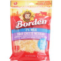 Borden Shredded Cheese, 2% Milk, Four Cheese Mexican