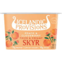 Icelandic Provisions Skyr, Low Fat, Peach & Cloudberry, Thick & Creamy - 5.3 Ounce 