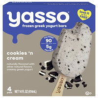 Yasso Yogurt Bars, Cookies 'n Cream, Greek - 4 Each 