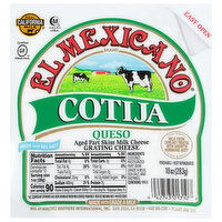 El Mexicano Grating Cheese, Part Skim, Cotija Queso - 10 Ounce 