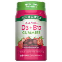 Nature's Truth Gummies Essential Delicious Strawberry Flavor D3 + B12 - 60 Each