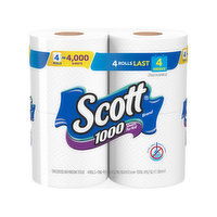 Scott Bathroom Tissue, 1000, Unscented, One-Ply - 4 Each 