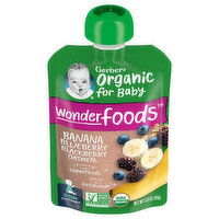 Gerber Oatmeal, Banana Blueberry Blackberry, Wonderfoods, Sitter 2nd Foods - 3.5 Ounce 