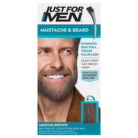 Just For Men Easy Brush-In Color, Mustache & Beard, Medium Brown M-35 - 1 Each 