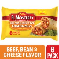 El Monterey Chimichangas, Beef, Bean & Cheese Flavor, Family Size, 8 Pack - 8 Each 