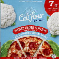 Califlour Foods Pizza, Cauliflower & Cheese Crust, Uncured Chicken Pepperoni - 9.95 Ounce 