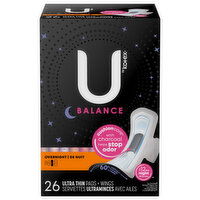 U by Kotex Pads + Wings, Ultra Thin, Overnight