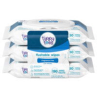 Tippy Toes Wipes, Flushable, Fragrance Free - 3 Each 