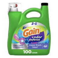 Gain Odor Defense Liquid Laundry Detergent, Super Fresh Blast Scent, 100 loads - 144 Fluid Ounce