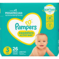 Pampers Diapers, Active Baby, 3 (16-28 lb), Jumbo Pack - 26 Each 