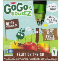 GoGo Squeez Apple Sauce, Cinnamon, 4 Pack - 4 Each 