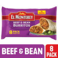 El Monterey El Monterey Burritos, Beef & Bean, Family Size, 8 Pack, 8 Each 