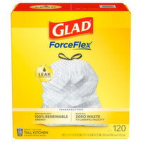 Glad Tall Kitchen Bags, Drawstring, Fragrance Free, 13 Gallon - 120 Each 