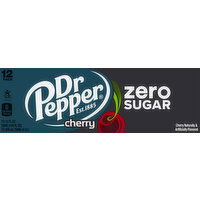 Dr Pepper Soda, Zero Sugar, Cherry, 12 Pack - 12 Each 