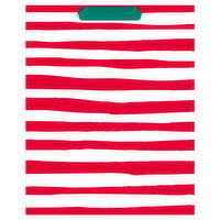 Hallmark 9" Medium Christmas Gift Bag (Red and White Stripes, Green Handles) - 1 Each 