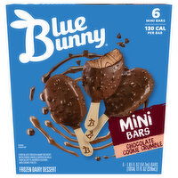 Blue Bunny Frozen Dairy Dessert, Chocolate Cookie Crumble, Mini Bars - 6 Each 