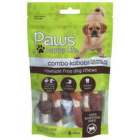 Paws Happy Life Dog Chews, Rawhide Free, Wrapped with Real Chicken & Duck, Combo Kabobs, 6 Pack - 6 Each 