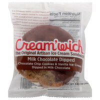 Cream'Wich Ice Cream Sandwich, Milk Chocolate Dipped - 5.54 Ounce 