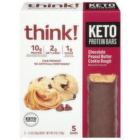 Think! Protein Bars, Keto, Chocolate Peanut Butter Cookie Dough - 5 Each 