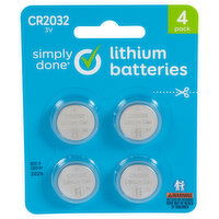 Simply Done Batteries, Lithium, CR2032 3V, 4 Pack - 4 Each 