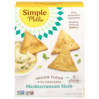 Simple Mills Pita Crackers, Veggie Flour, Mediterranean Herb - 4.25 Ounce 