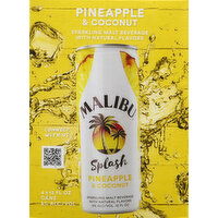 Malibu Malt Beverage, Sparkling, Pineapple & Coconut - 4 Each 