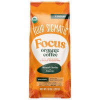 Four Sigmatic Coffee, Organic, Ground, Dark Roast, Regular Caf, Focus - 10 Ounce