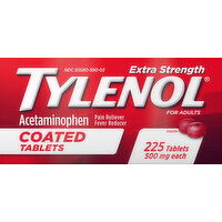 Tylenol Acetaminophen, 500 mg, Extra Strength, Adults, Coated Tablets - 225 Each 