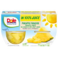 Dole Pineapple Paradise, In 100% Juice - 4 Each 