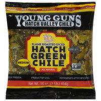 Young Guns Hatch Green Chile, Flame Roasted, Medium, Diced - 16 Ounce 