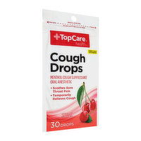 Topcare Menthol Cough Suppressant/Oral Anesthetic Cough Drops, Cherry