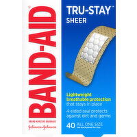 Band Aid Bandages, Adhesive, Sheer, All One Size