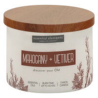 Essential Elements Candle, Mahogany + Vetiver - 1 Each