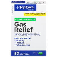 TopCare Gas Relief, Extra Strength, 125 mg, Softgels - 50 Each 