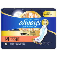 Always Pads, Ultra Thin, Overnight, Size 4 - 16 Each 